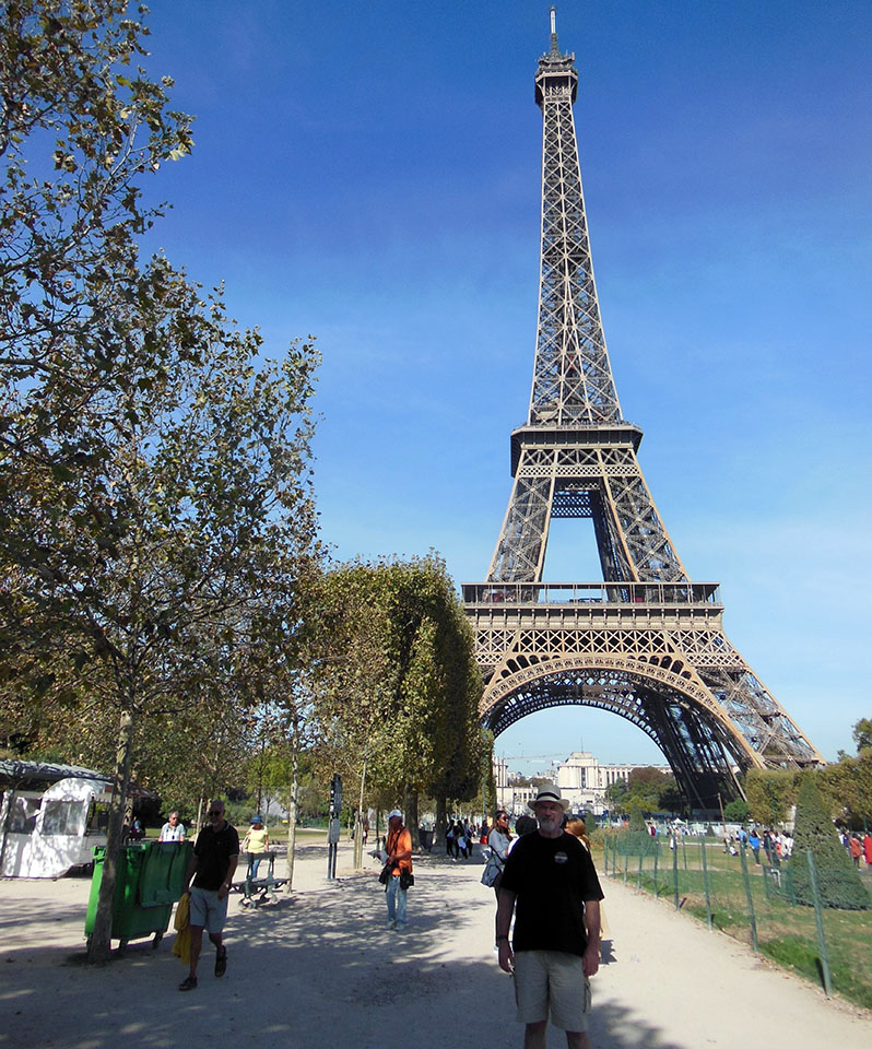 Jim in front of Eiffel Tower Sept17