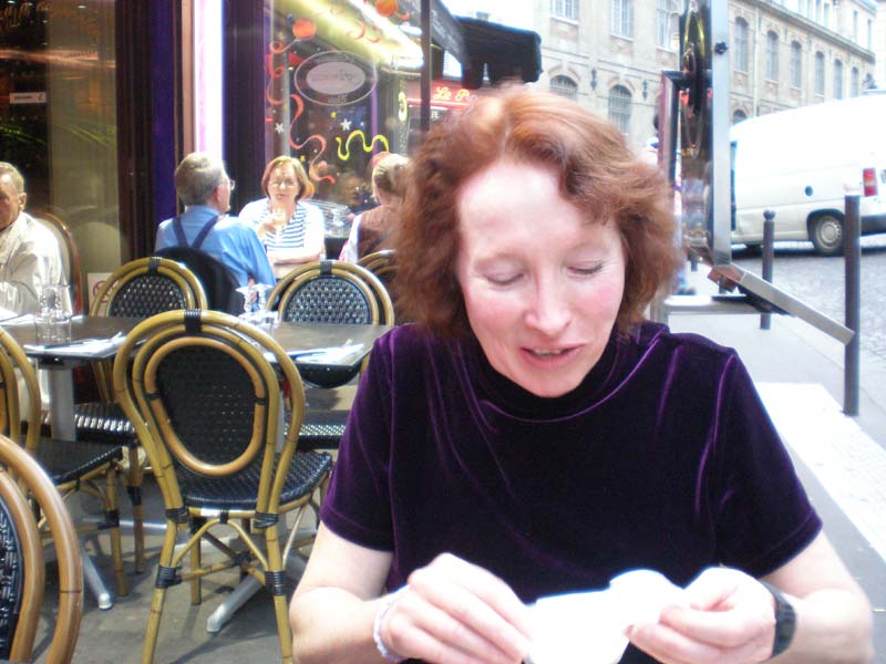 Sue eating dinner - taken without flash
